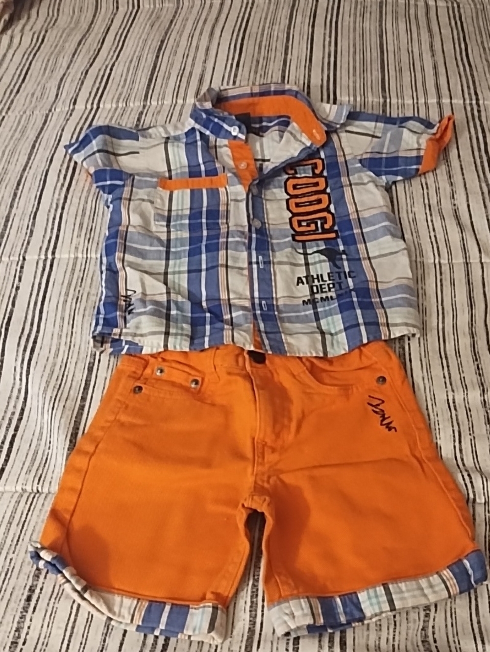 Coogi  Orange & Black Kids Shorts with Colorful Logo